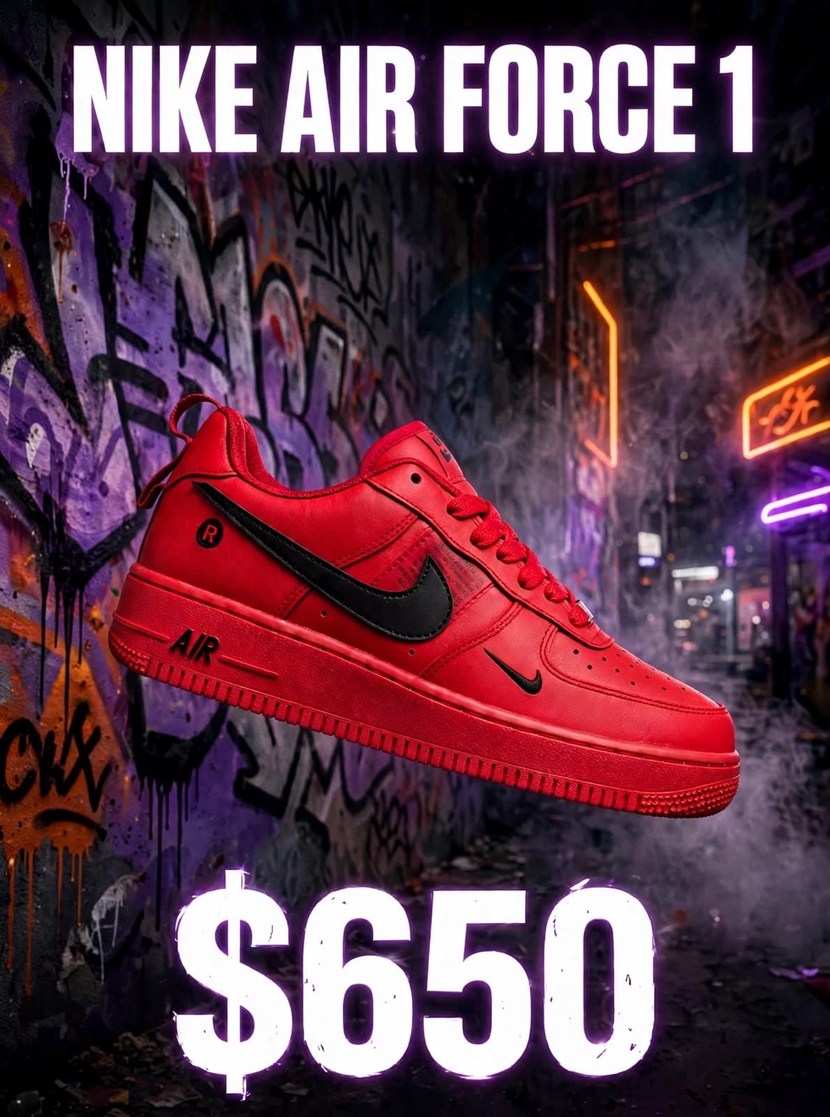 Nike Air Force 1 Low roja con Swoosh negro